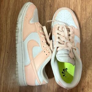 Nike Dunk White and Peach Sneakers